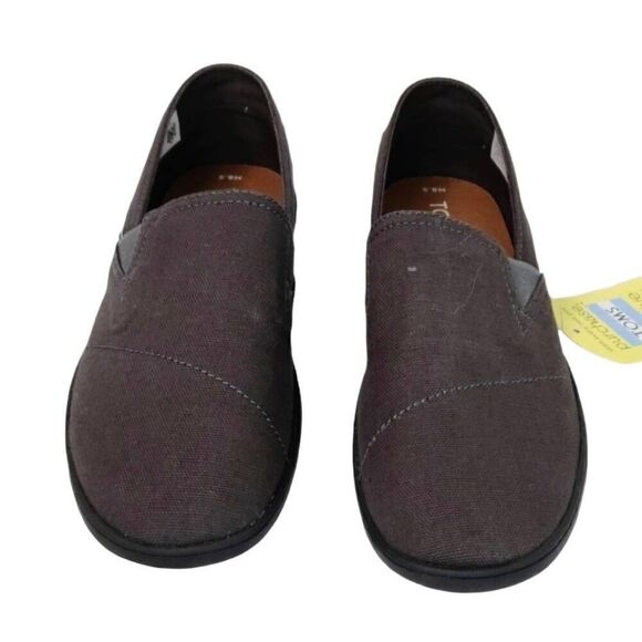 New TOMS Charcoal Pico Canvas Loafer Flat Sneakers Size 8.5 Slip on Round Toes - Picture 6 of 14
